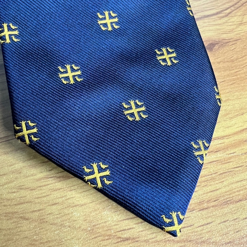 University of Oxford Necktie Mens Navy Gold Silk Cross Pattern Academic NWT